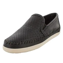 Minnetonka Women's Minnetonka Pacific Black Leather Perforated Slip On