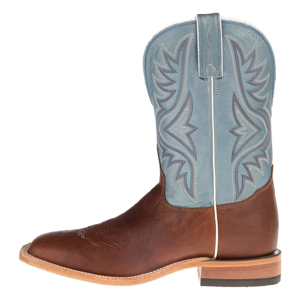 Tony Lama Men's Americana Pecan Bison Baltic Blue Cowboy Boot 3 Tony Lama Men's Americana Pecan Bison Baltic Blue Cowboy Boot - Image 3