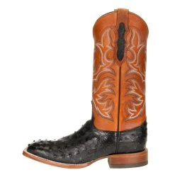 Justin Boots Men's Pascoe Black Full Quill Ostrich 13in. Rebel Suntan Top Cowboy Boots -Ariat Sales Store 8097 2