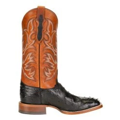 Justin Boots Men's Pascoe Black Full Quill Ostrich 13in. Rebel Suntan Top Cowboy Boots -Ariat Sales Store 8097 4