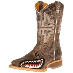Tin Haul Footwear Youth Sharky Man Eater Brown Top Boots