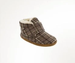 Girl's Minnetonka Sawyer Brown Plaid Bootie