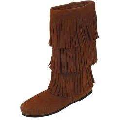 Minnetonka Women's Minnetonka Brown 3 Layer Fringe Boots