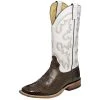 Tony Lama Men's Tony Lama Chocolate Vaca W/Malibu White Top Boots