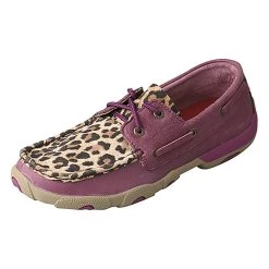 Twisted X Ladies Purple Leopard Bomber Boat Shoe
