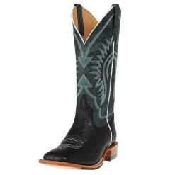 HorsePower Boots Men's Horse Power Black Bull Hide Cowboy Boots