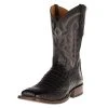 Tony Lama Men's Black Horn Back Caiman Square Toe Cowboy Boot