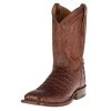 Tony Lama Men's Cognac Horn Back Caiman Square Toe Cowboy Boots