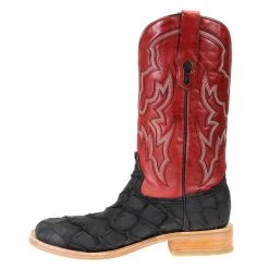 Corral Men's Corral Rodeo Performance Black Matte Fish 12in.Red Top Square Toe Boots -Ariat Sales Store A4049 2