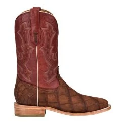 Corral Men's Cognac Sanded Alligator 12in. Red Embroidered Top Square Toe Boot -Ariat Sales Store A4222 3