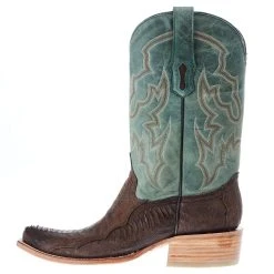 Corral Men`s Brown Ostrich Leg 12` Green Embroidery Top Sq Toe Boot 7 Corral Men`s Brown Ostrich Leg 12` Green Embroidery Top Sq Toe Boot -Ariat Sales Store A4293 03