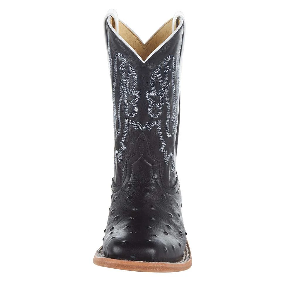 Anderson Bean Kid's Black Impostrich Goat Top Cowboy Boot 2 Anderson Bean Kid's Black Impostrich Goat Top Cowboy Boot - Image 2