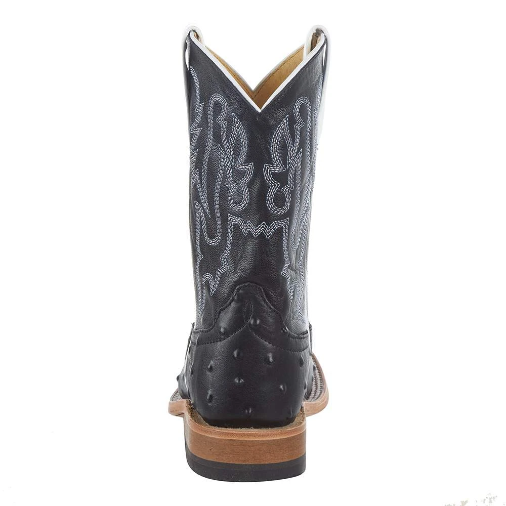 Anderson Bean Kid's Black Impostrich Goat Top Cowboy Boot 4 Anderson Bean Kid's Black Impostrich Goat Top Cowboy Boot - Image 4