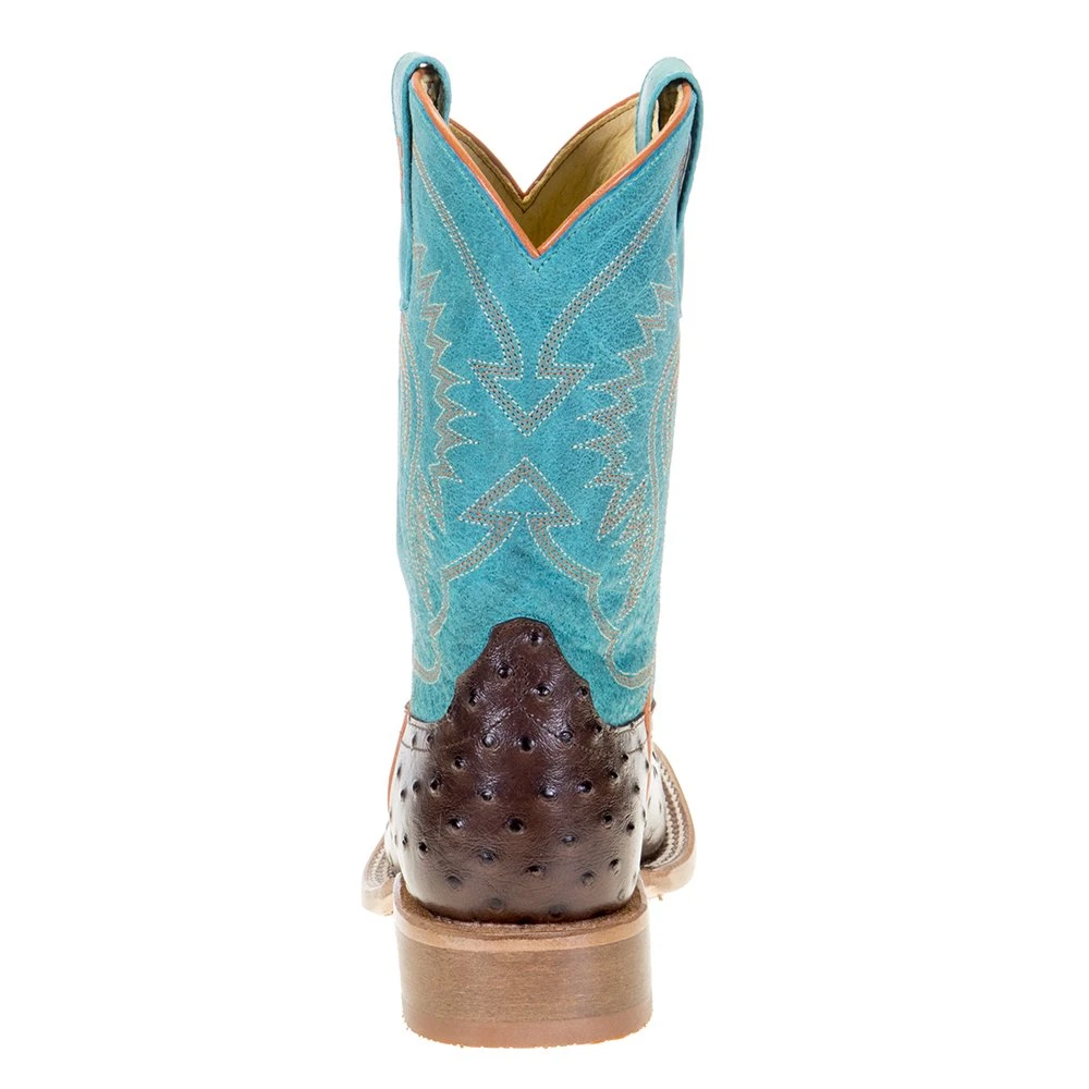 Anderson Bean Kids Chocolate Impostrich Turquoise Sinsation Top Cowboy Boots 4 Anderson Bean Kids Chocolate Impostrich Turquoise Sinsation Top Cowboy Boots - Image 4