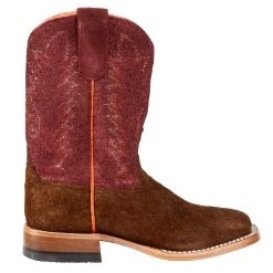 Kids Anderson Bean Brown Rough Out With Burgundy Roughout Top Cowboy Boot -Ariat Sales Store ABK7932 5