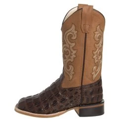 Old West Childs Brown Horn Back Gator Tan Canyon Cowboy Boots -Ariat Sales Store BSC1830 2