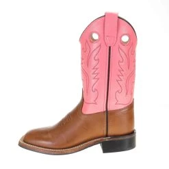 Old West Childrens Tan Canyon Pink Top Square Toe Boot -Ariat Sales Store BSC1839 PG 60 7667