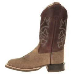 Old West Kids Burnt Red Waxy Top Brown Bull Hide Foot Cowboy Boot -Ariat Sales Store BSC1912 2