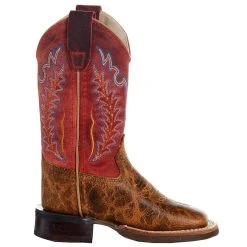 Old West Childrens Brown W/Red Shaft Square Toe Cowboy Boot -Ariat Sales Store BSC1959 05