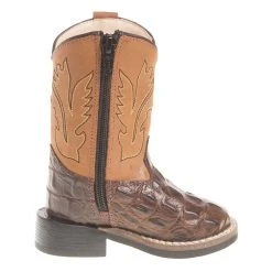 Old West Boys Toddler Brown Horn Back Gator Tan Canyon Cowboy Boots -Ariat Sales Store BSI1830 4