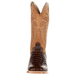 Old West Men's Old West Brown Horn Back Caiman Print 13in. Tan Top Square Toe Boot -Ariat Sales Store BSM1886 2