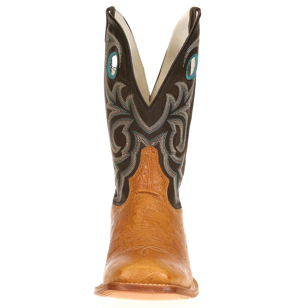 Tony Lama Men's Antique Saddle Smooth Ostrich 11in. Black Top Cowboy Boot 5 Tony Lama Men's Antique Saddle Smooth Ostrich 11in. Black Top Cowboy Boot - Image 5