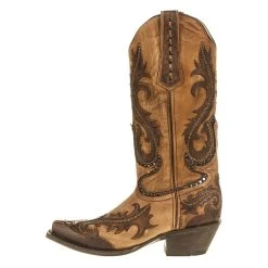 Corral Women's Brown Black Overlay Studs Boot 7 Corral Women's Brown Black Overlay Studs Boot -Ariat Sales Store G1403 2