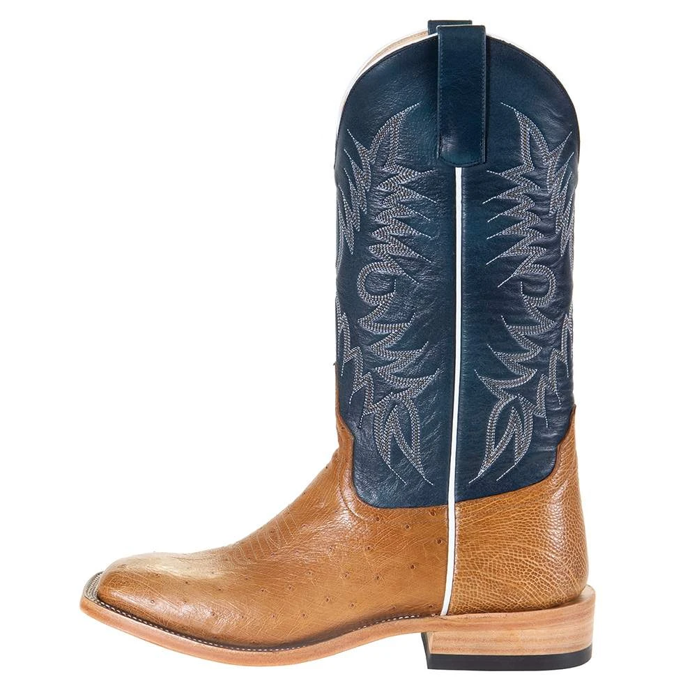 Horsepower Men's Top Antique Saddle Smooth Ostrich 13in. Blue Top Cowboy Boots 3 Horsepower Men's Top Antique Saddle Smooth Ostrich 13in. Blue Top Cowboy Boots - Image 3
