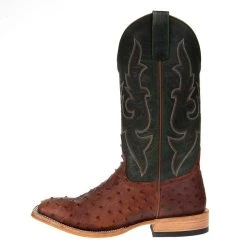 Horsepower Men's Horsepower Cognac Full Quill Ostrich 13in. Green Top Square Toe Boots -Ariat Sales Store HP8018 2