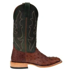 Horsepower Men's Horsepower Cognac Full Quill Ostrich 13in. Green Top Square Toe Boots -Ariat Sales Store HP8018 4