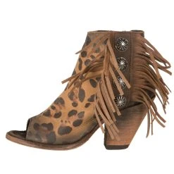 Liberty Black Chita Miel Tan Open Toe With Fringe Booties -Ariat Sales Store LB 712807CHEETAH 2