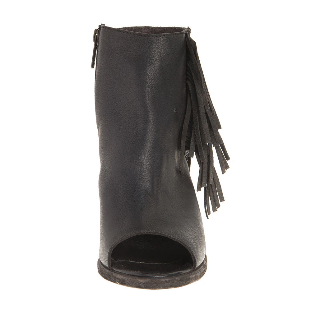 Liberty Black Women's Open Toe Black Fringe Bootie 2 Liberty Black Women's Open Toe Black Fringe Bootie - Image 2