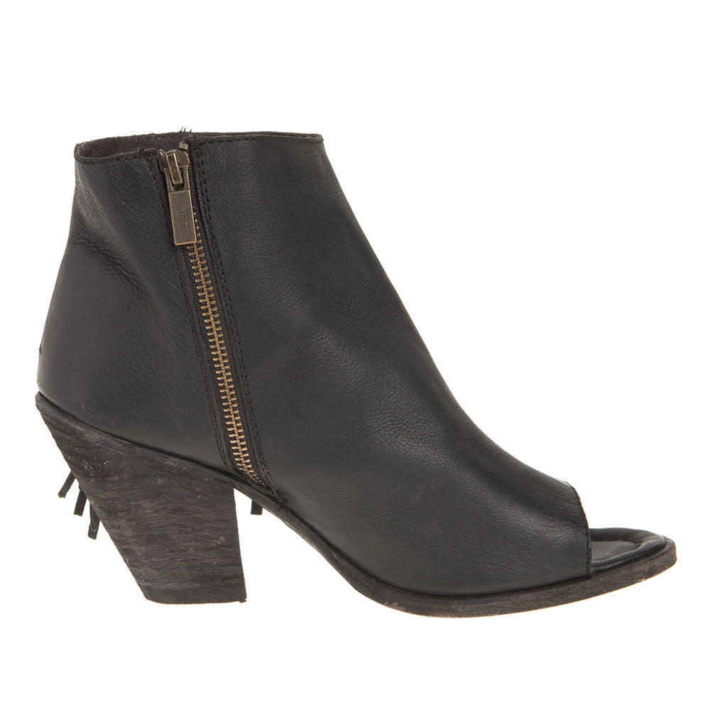 Liberty Black Women's Open Toe Black Fringe Bootie 5 Liberty Black Women's Open Toe Black Fringe Bootie - Image 5