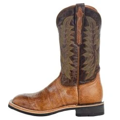 Lucchese Men`s Rudy Tan Cowhide 12in. Chocolate Cowhide Top Barn Boot -Ariat Sales Store M4091 03