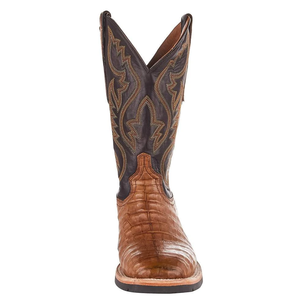 Lucchese Men's Lucchese Rudy Saddle Caiman 12in. Chocolate Cowhide Top Barn Boot 2 Lucchese Men's Lucchese Rudy Saddle Caiman 12in. Chocolate Cowhide Top Barn Boot - Image 2