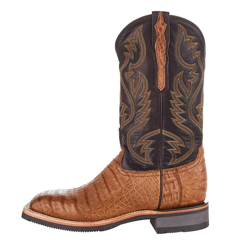 Lucchese Men's Lucchese Rudy Saddle Caiman 12in. Chocolate Cowhide Top Barn Boot 3 Lucchese Men's Lucchese Rudy Saddle Caiman 12in. Chocolate Cowhide Top Barn Boot - Image 3
