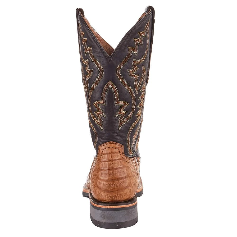 Lucchese Men's Lucchese Rudy Saddle Caiman 12in. Chocolate Cowhide Top Barn Boot 4 Lucchese Men's Lucchese Rudy Saddle Caiman 12in. Chocolate Cowhide Top Barn Boot - Image 4