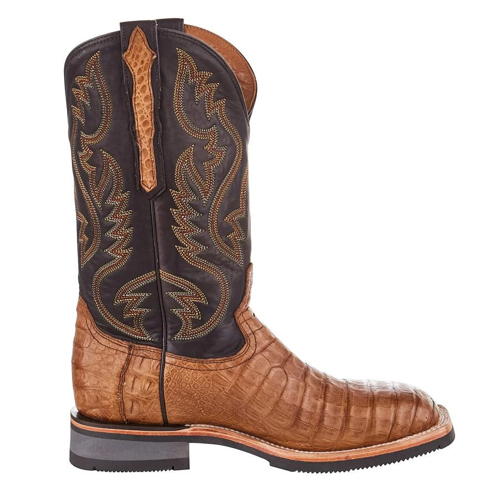 Lucchese Men's Lucchese Rudy Saddle Caiman 12in. Chocolate Cowhide Top Barn Boot 5 Lucchese Men's Lucchese Rudy Saddle Caiman 12in. Chocolate Cowhide Top Barn Boot - Image 5