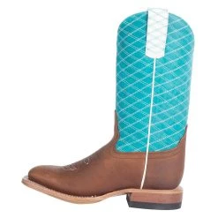 Macie Bean Girls Pecan Barking Iron Turquoise Cowboy Boot -Ariat Sales Store MK9159 2