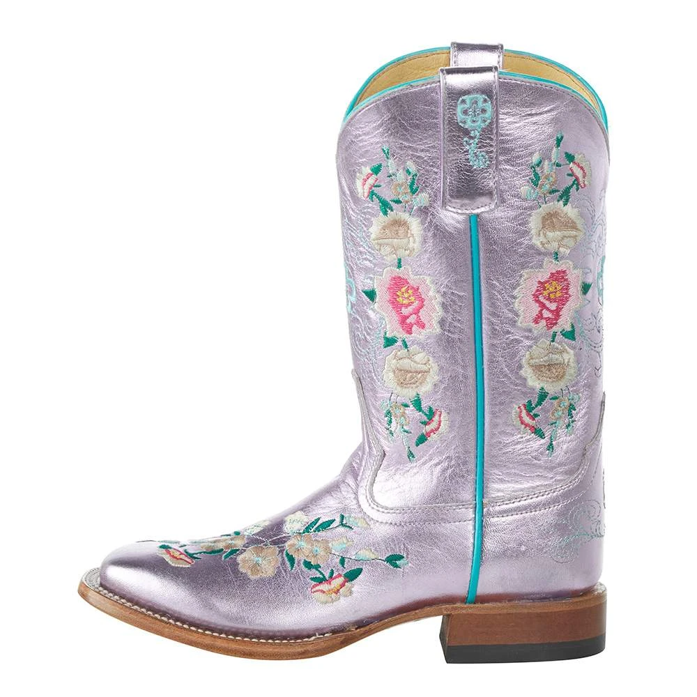Macie Bean Kid's Pink Metallic Rose Garden Square Toe Boot 3 Macie Bean Kid's Pink Metallic Rose Garden Square Toe Boot - Image 3