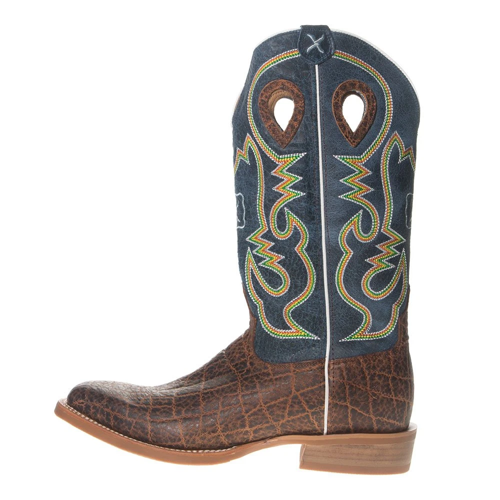 Twisted X Men's Ruff Stock Cognac Elephant Print 14in. Blue Top Square Toe Cowboys Boots 3 Twisted X Men's Ruff Stock Cognac Elephant Print 14in. Blue Top Square Toe Cowboys Boots - Image 3