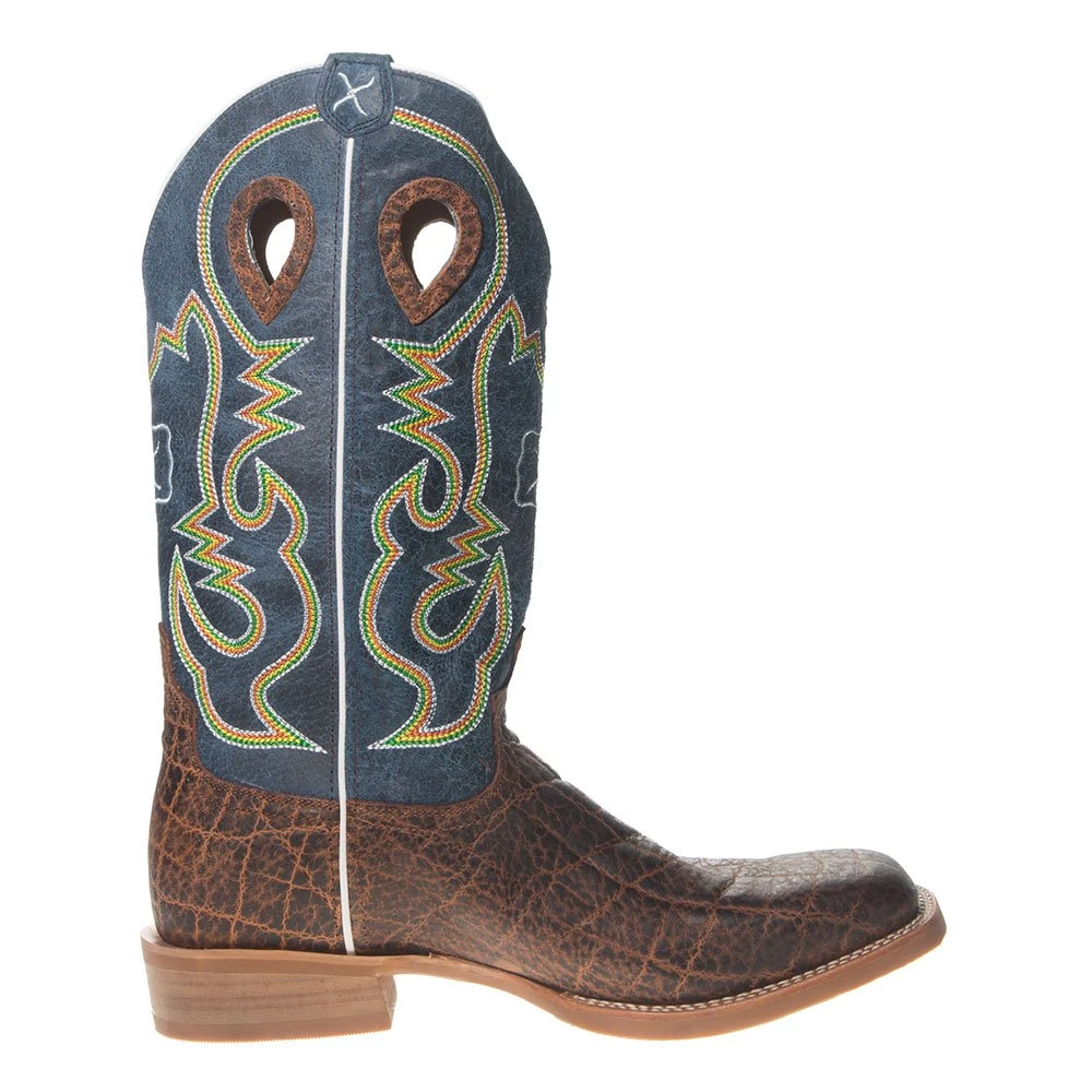 Twisted X Men's Ruff Stock Cognac Elephant Print 14in. Blue Top Square Toe Cowboys Boots 5 Twisted X Men's Ruff Stock Cognac Elephant Print 14in. Blue Top Square Toe Cowboys Boots - Image 5