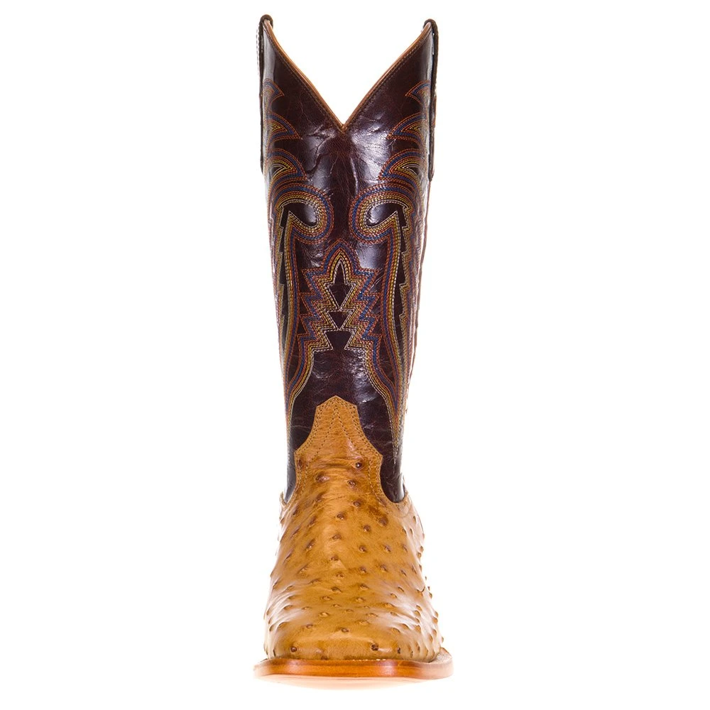 R. WATSON BOOTS R Watson Boots Men's Antique Saddle Full Quill Ostrich 13in. Volcano Brass Goat Top Boot 2 R. WATSON BOOTS R Watson Boots Men's Antique Saddle Full Quill Ostrich 13in. Volcano Brass Goat Top Boot - Image 2