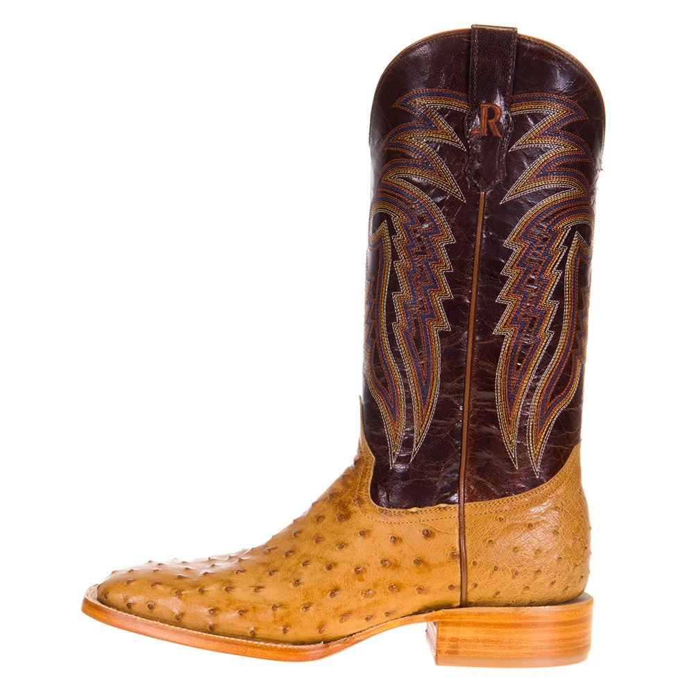 R. WATSON BOOTS R Watson Boots Men's Antique Saddle Full Quill Ostrich 13in. Volcano Brass Goat Top Boot 3 R. WATSON BOOTS R Watson Boots Men's Antique Saddle Full Quill Ostrich 13in. Volcano Brass Goat Top Boot - Image 3