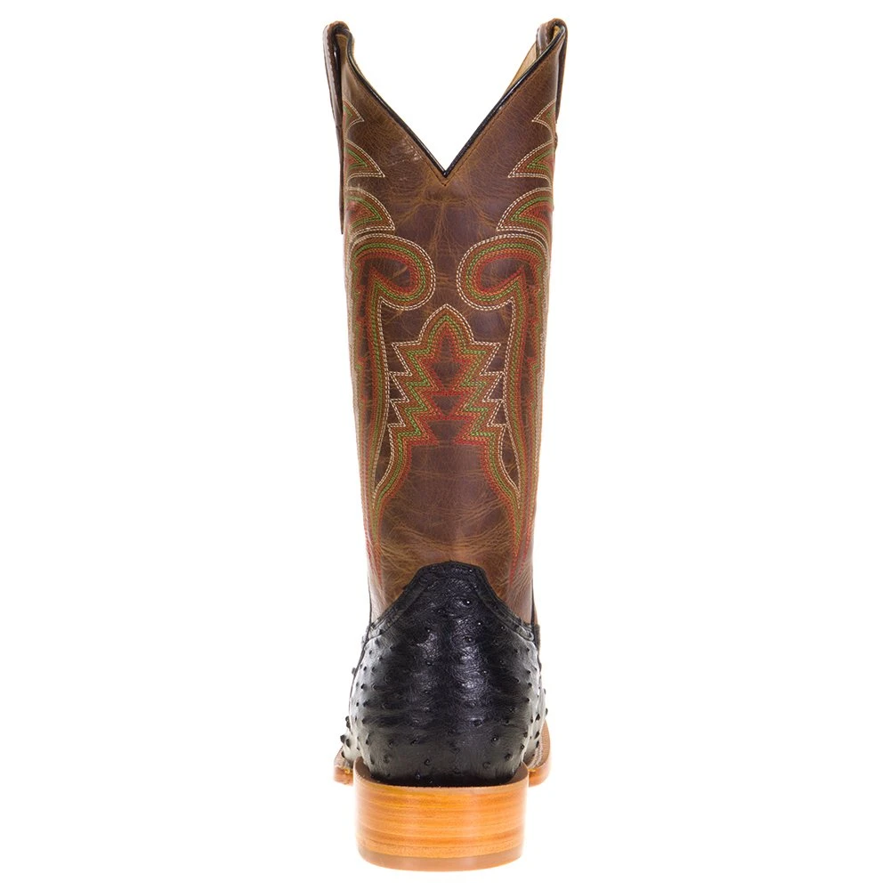R. WATSON BOOTS Men's R Watson Black Full Quill Ostrich 13in. Mad Dog Tan Cowhide Top Boots 4 R. WATSON BOOTS Men's R Watson Black Full Quill Ostrich 13in. Mad Dog Tan Cowhide Top Boots - Image 4
