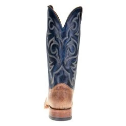 Justin Boots Mens' Vintage Tan Smooth Ostrich 13in. Navy Top Square Toe Boot -Ariat Sales Store P00654 3