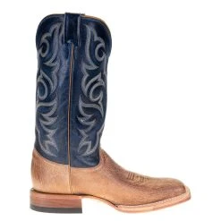 Justin Boots Mens' Vintage Tan Smooth Ostrich 13in. Navy Top Square Toe Boot -Ariat Sales Store P00654 4