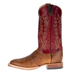 Justin Boot Company Men's Justin Tan Damiana Cowhide 13in. Red Top Square Toe Cowboy Boot -Ariat Sales Store P01642 2