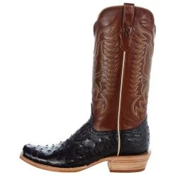 R. WATSON BOOTS R Watson Boots Men's Black Full Quill Ostrich 13in. Cognac Sinatra Top Boot -Ariat Sales Store RW4510 1 3
