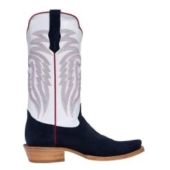 R. WATSON BOOTS R Watson Boots Men's Midnight Blue Roughout 13in. Winter White Cowhide Top Cutter Toe Cowboy Boots -Ariat Sales Store RW8202 1 4